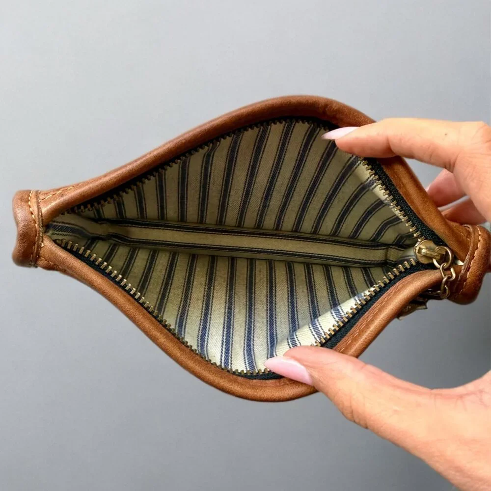 Coach Vintage British Tan Leather Chunky Case Cosmetic Pouch - Picture 7 of 8